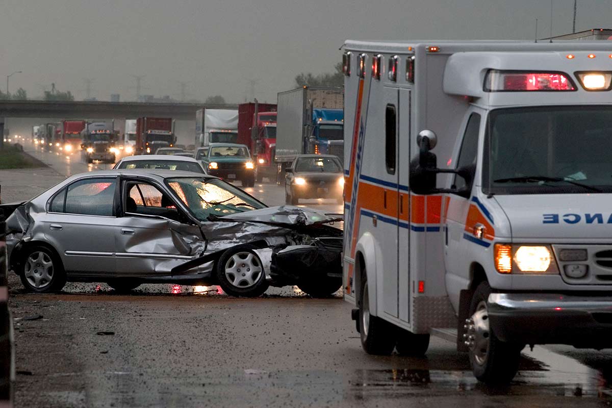 car accident scene of highway